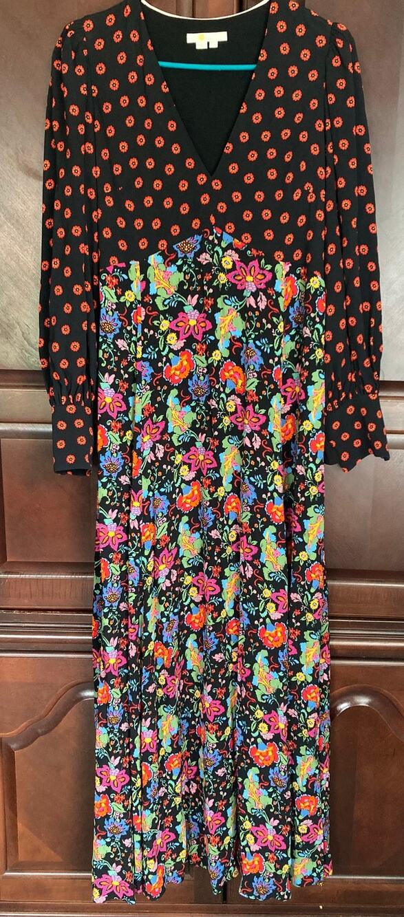 Boden -Dopamine Dressing Boho Mixed Floral Print Statement Piece Maxi- US 10